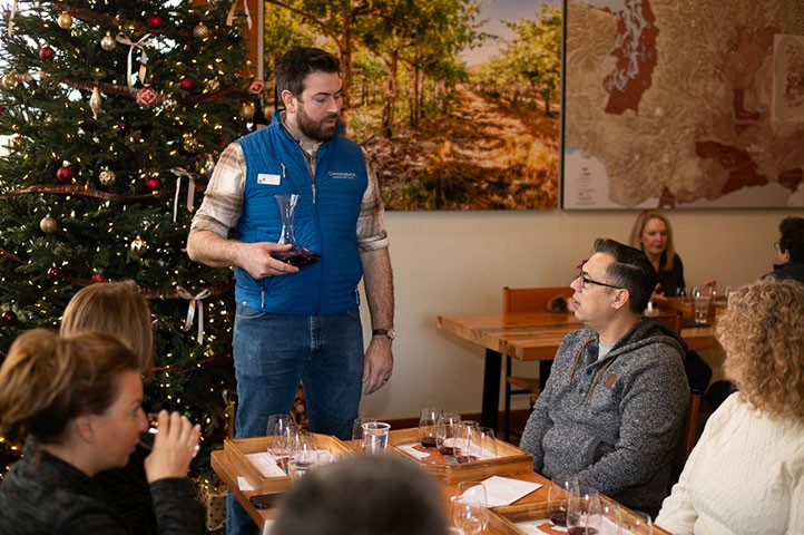 Holiday Barrel event at Canvasback with the winemaker